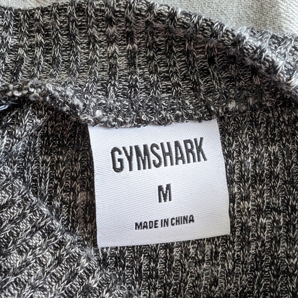 Gymshark Slounge Crop Top Black Marled Size Medium Stretch Active Lounge Wear - Picture 4 of 5
